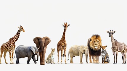 Safari Wildlife Group on White. animals. Illustrations