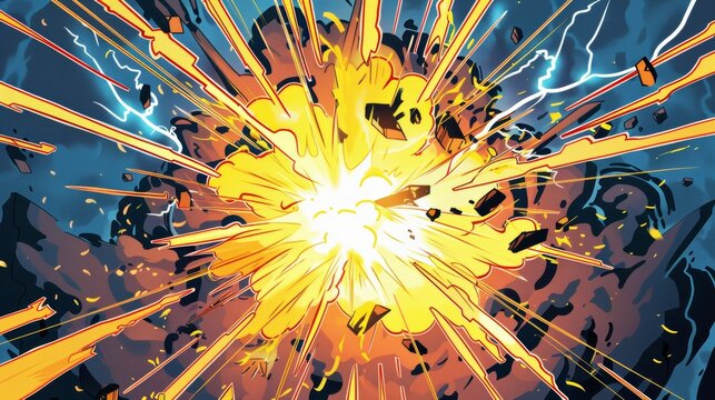 boom comic background with lightning and explosion cartoon effects. cartoons. Illustrations