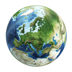 earth planet globe PNG, europe and  africa section isolated on white transparent background	