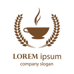 logo design of hot coffee in a glass with smoke