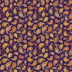 Paisley pattern is a classic style. purple seamless fabric pattern Textile background The paisley pattern is a classic style. Mustard yellow, seamless fabric background. seamless fabric background 