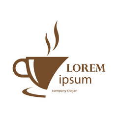 logo design of hot coffee in a glass with smoke