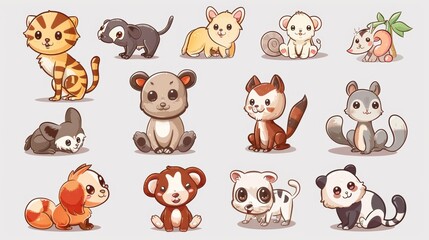 Set of Cute Cartoon Animals. animals. Illustrations