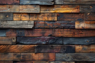 A wall made of dark wooden planks. Created with Ai