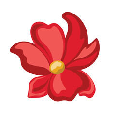 Single red flower decoration vector illustration design elements, decorative flower head image
