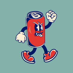Retro character design of beverage can