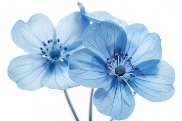 wild flower of light blue color on a white isolated background