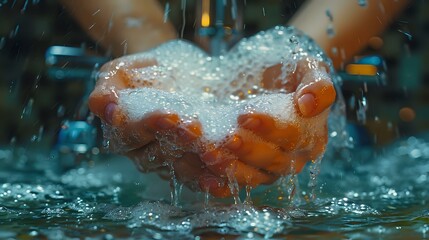 Fototapeta premium Soft Illumination: Soap and Water for Clean Hands