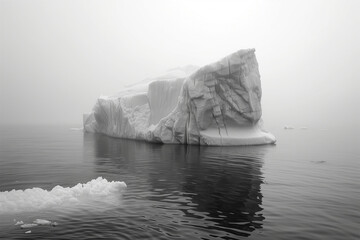 Majestic Iceberg in a Misty Arctic Seascape