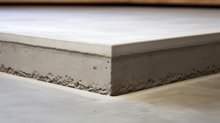 Freshly poured concrete with wooden framing, focus on texture and the smooth surface,