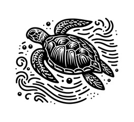 sea turtle hand drawn vector illustration