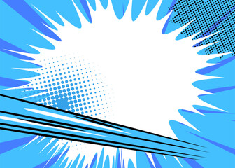 Blue Cartoon Abstract Background, comic book backdrop. Retro vector comics pop art design illustration.