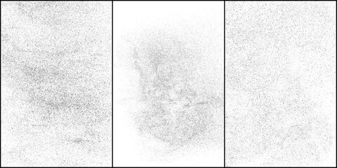 Distressed black pattern texture. Dark old texture on white background. Paper overlay. Wall frame. Grunge effect. Vector design elements. Set illustration, EPS 10.