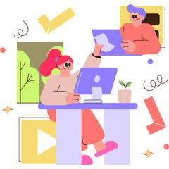 illustration of a business wowen