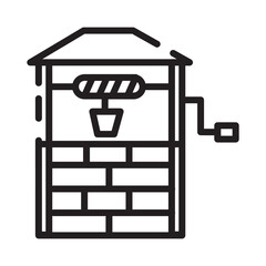 Farm Water Well Line Icon