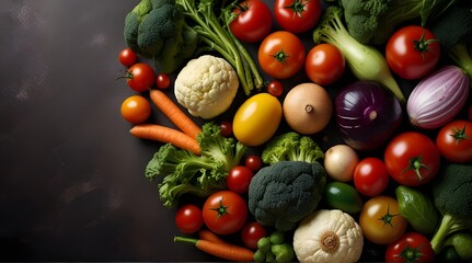 Food background with assortment of fresh organic vegetable.generative.ai