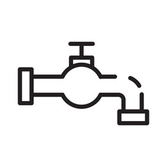 Garden Tap Water Line Icon