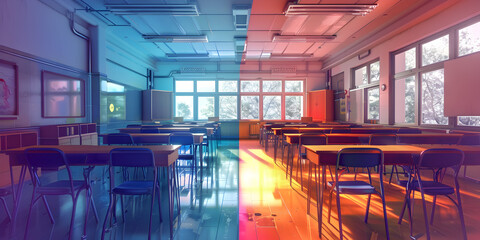  Interactive Classroom Scene Generated by Artificial Intelligence - obrazy, fototapety, plakaty