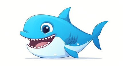 Cute shark standing cartoon vector icon illustration. animal nature icon concept isolated premium
