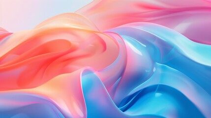 Obraz premium Abstract background fluid, fabric or liquid waves with pink, blue, and purple colors palette. glossy texture to the shapes, enhancing the overall fluidity and motion
