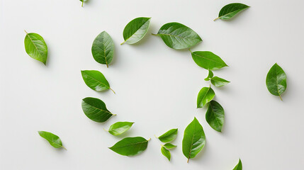 top view of circular composition with green leaves illustration