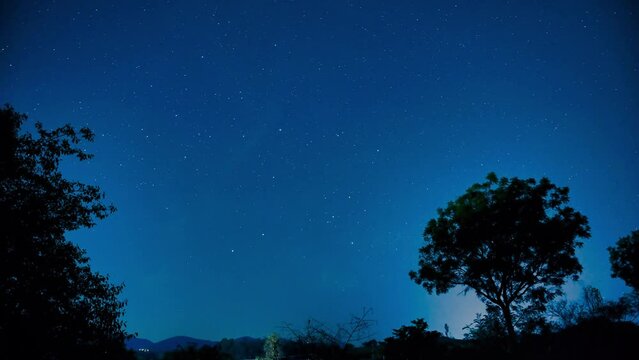 Star time lapse video where southern star movement is recorded at outskirts of Bangalore city