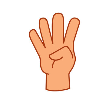 four hand sign color vectori illustration