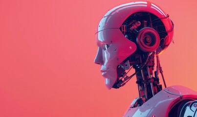 AI humanoid robot, solid color background