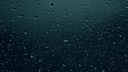 Rain Drops In Window. Dripping On The Window. Macro shot.