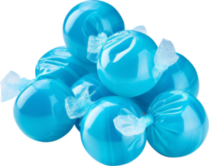 sky blue candies isolated on white or transparent background,transparency 