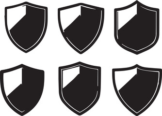Different shield Icons shapes on white background 