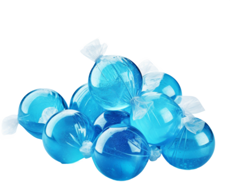 sky blue candies isolated on white or transparent background,transparency 