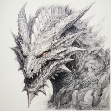 Pencil draw dragon head