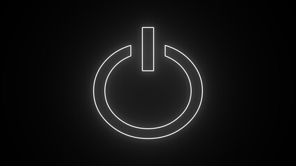 Glowing white neon power icon button Icons that are turned on and off Buttons, Power Switch Icons, Energy Switch Sign, Turn-Off Symbol, and Shutdown Energy Icon