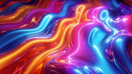 Psychedelic waves of multicolored light, overhead perspective, matte style , vibrant color