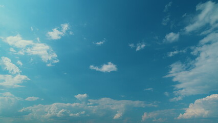 Altocumulus Clouds Drift Overhead. Puffy Fluffy Clouds. Inversion Altocumulus Clouds Level On A...