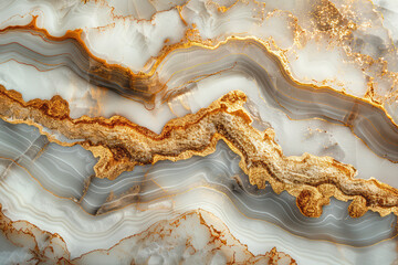  top down close up of stunning intricate agate surface with thin streaks of gold. Created with Ai