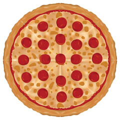 Vector graphic of a whole pepperoni pizza.