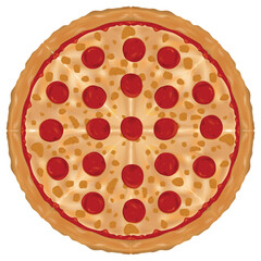 Vector graphic of a whole pepperoni pizza.