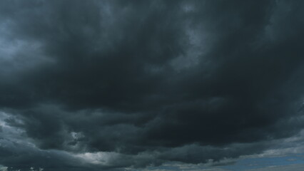 Dramatic Cloudy Rainy Sky. Movement Of Gloomy Clouds Across Sky. Threatening Rain.