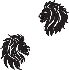 Lion head vintage logo on black and white