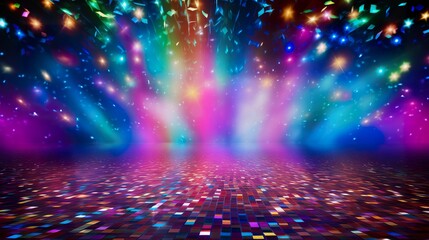 Fototapeta premium carnival background disco glowing wall colorful background for event design ratio wide screen 16:9