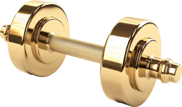 golden dumbbell isolated on white or transparent background,transparency  - Powered by Adobe