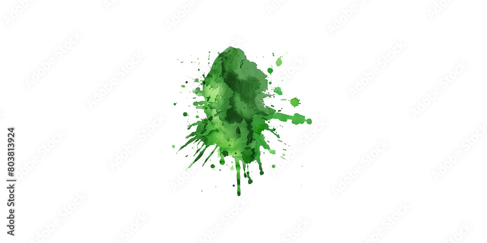 Wall mural watercolor green ink splatter clip art, white background