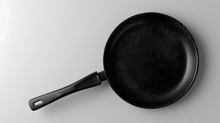Black Frying Pan on a Stark White Background