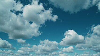 Blue Sky Background With Tiny Clouds. White Clouds In Blue Clean Bright Sky. Blue Sky And White...