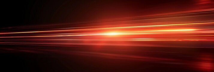Fototapeta premium Red glowing light effect on black background with horizontal lines of speed motion for fast and dynamic design element