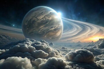 Luminous clouds in the upper atmosphere of the gas giant 