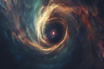 Surreal stock image of a space vortex, gateway to another dimension with a swirling mass of stars and nebulae, fueling the imagination about space travel