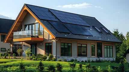 Obraz premium Solar-Powered Home in Idyllic Setting